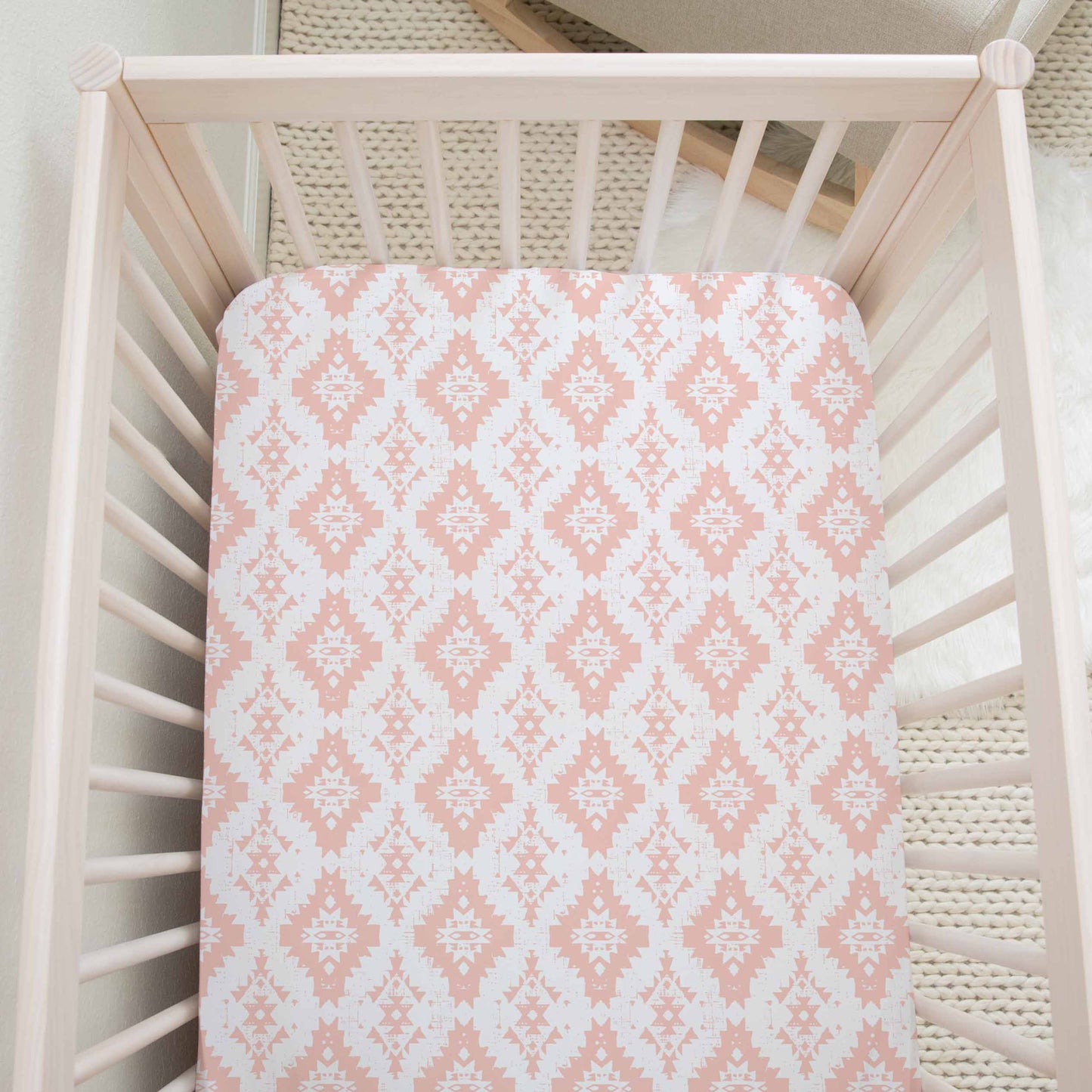 Drap contour pour bassinette | Aztec Abricot pâle