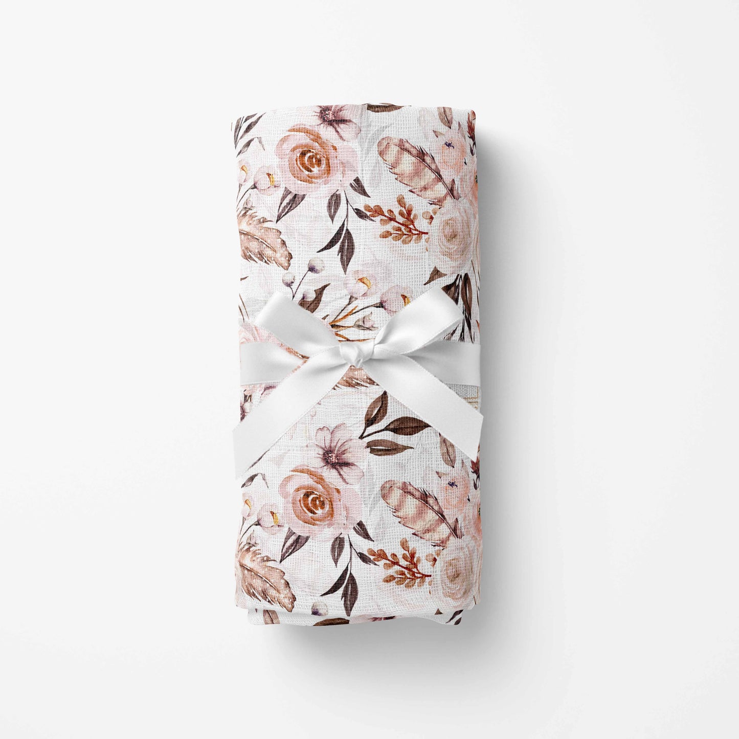 Couverture en mousseline de bambou | Fleurs latté