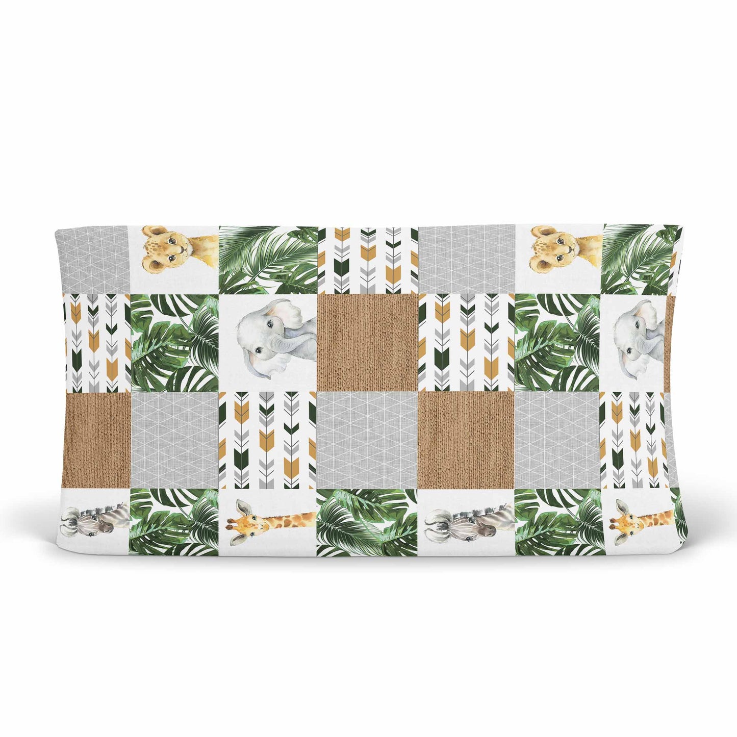 Housse pour matelas à langer | Safari Jungle Animaux de la Jungle patchwork