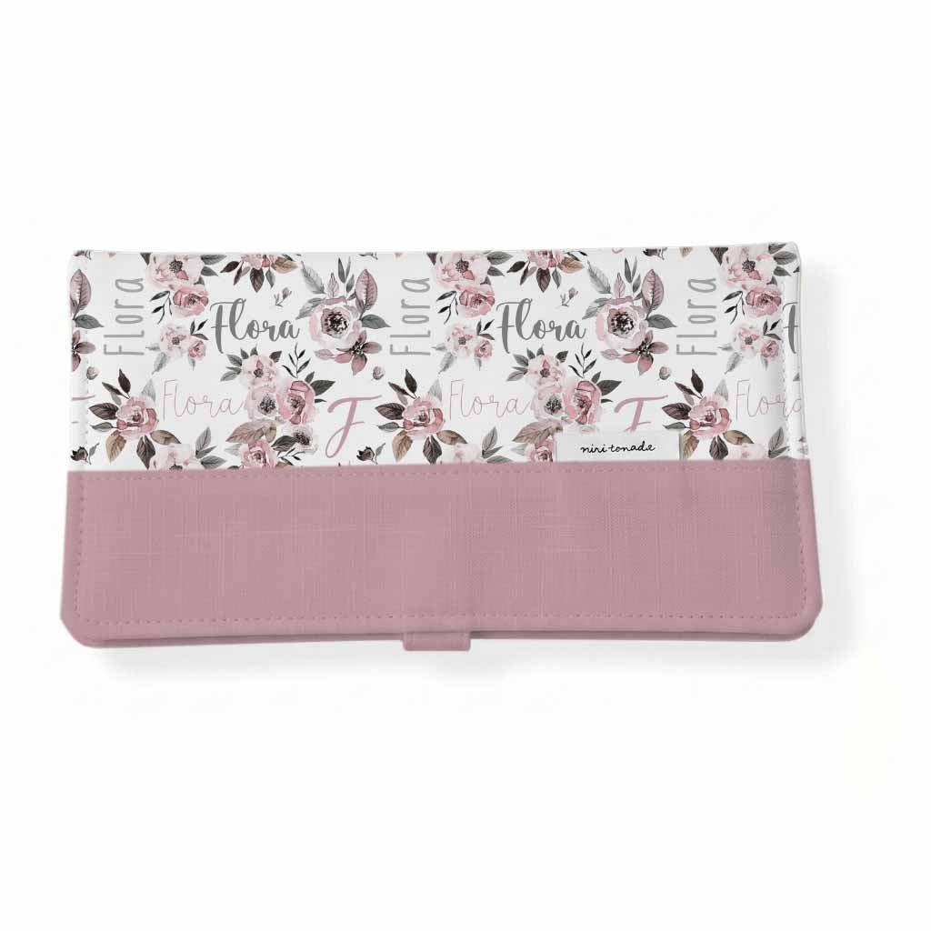 Protège-carnet de santé | Fleuri blush pink prénom répétitif
