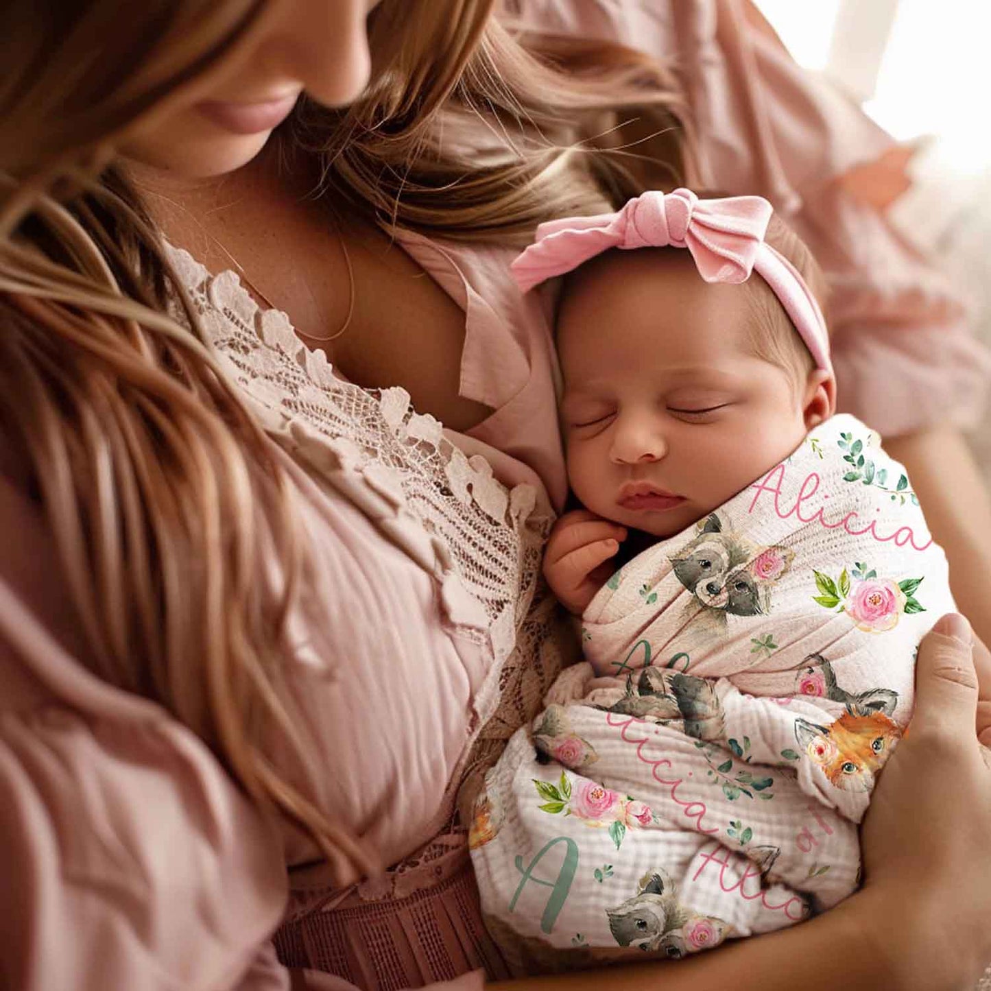 Couverture en mousseline de bambou | Amies des Bois fleuris prénom répétitif