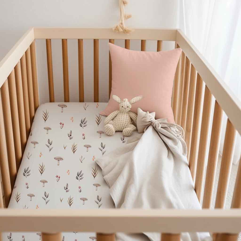 Drap contour pour basisnette Champignon Forêt Rosée bébé fille
