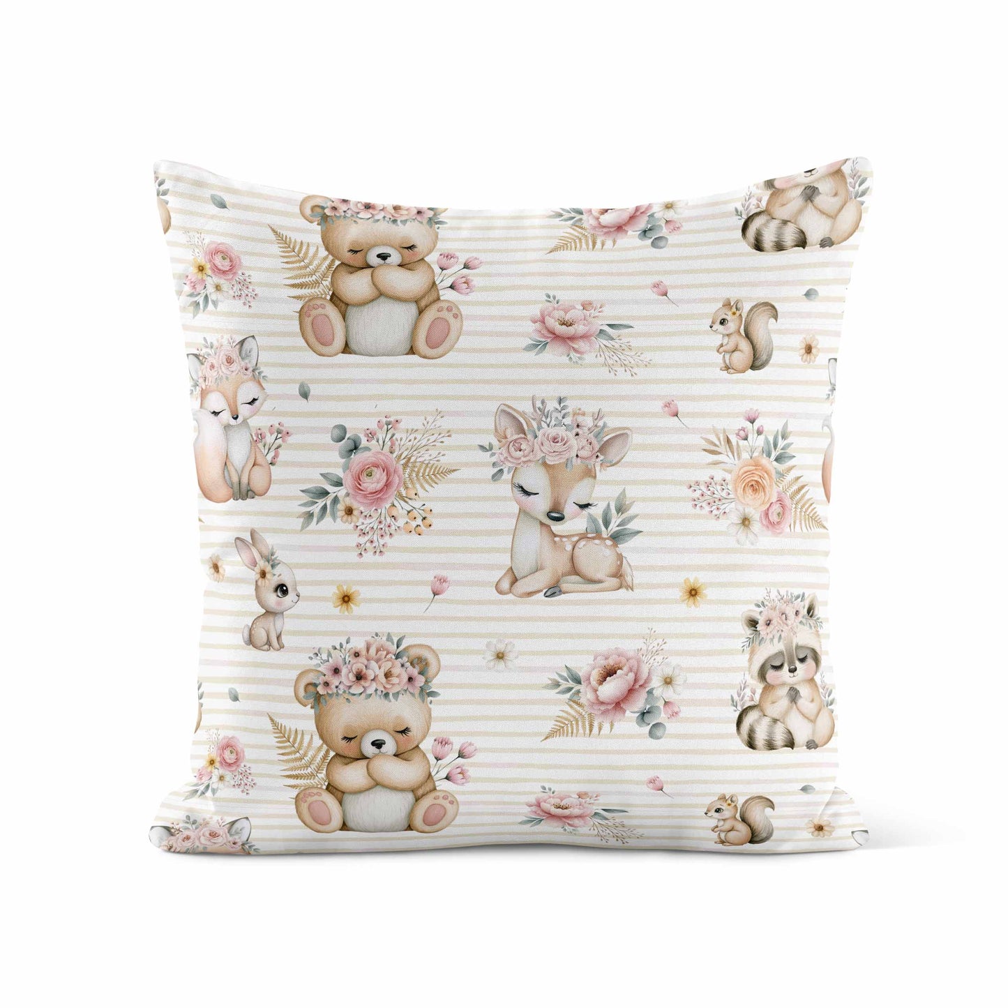 Housse de coussin | Douce Forêt fond ligné
