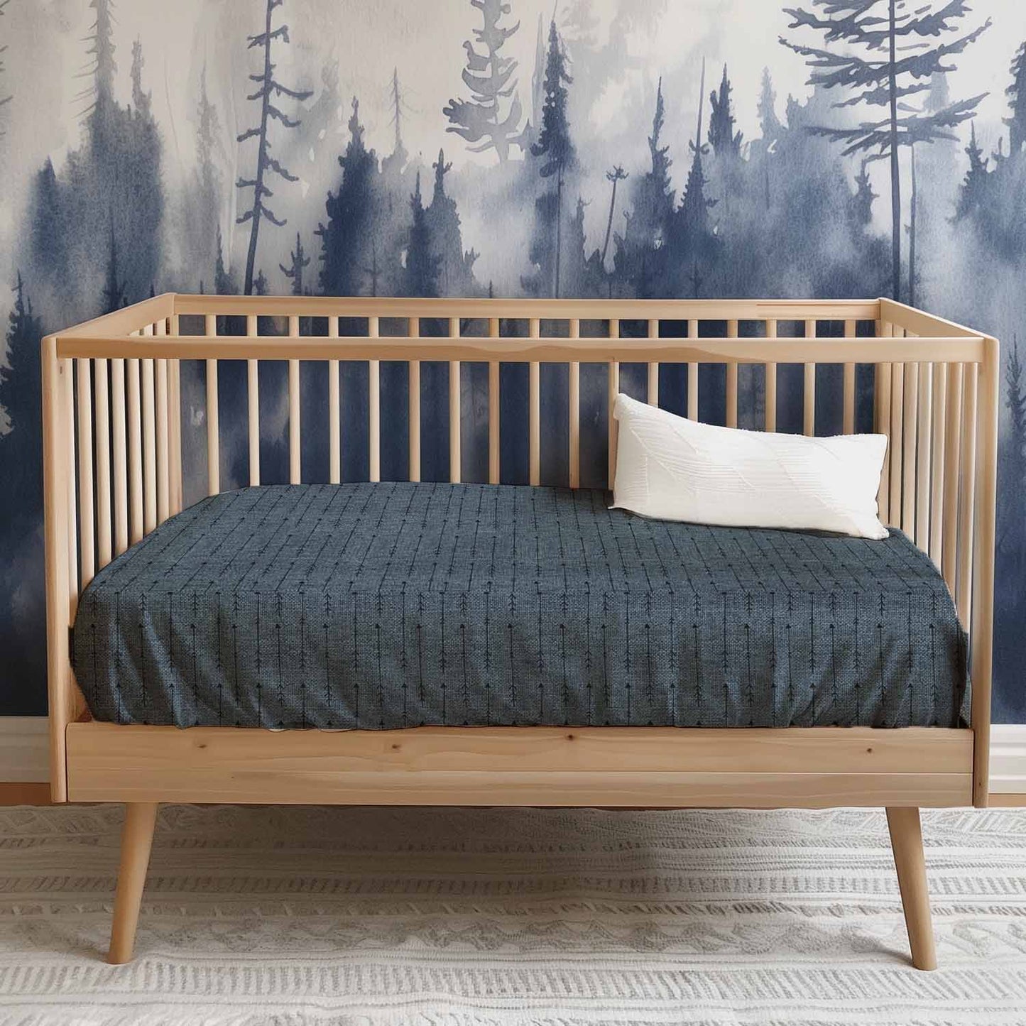 Drap contour pour bassinette | Flèches texturées bleu acier