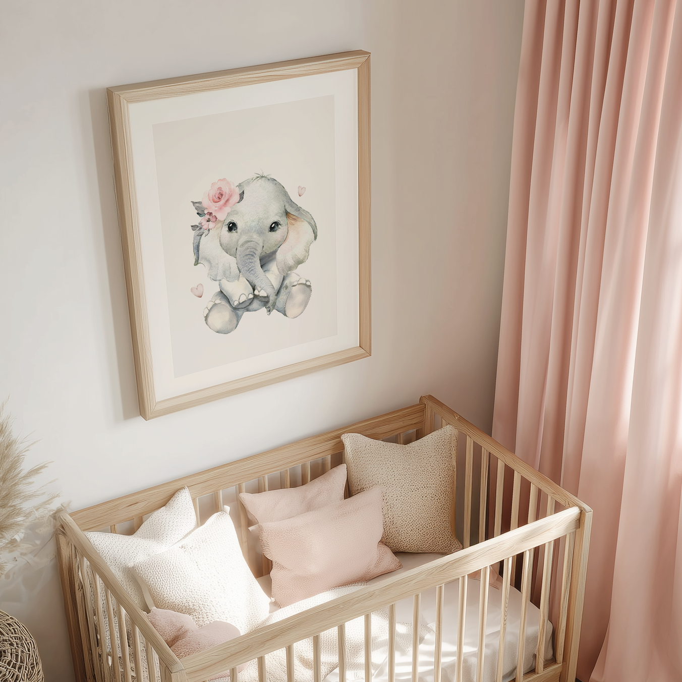 Affiche numérique | Éléphant Petite Rose