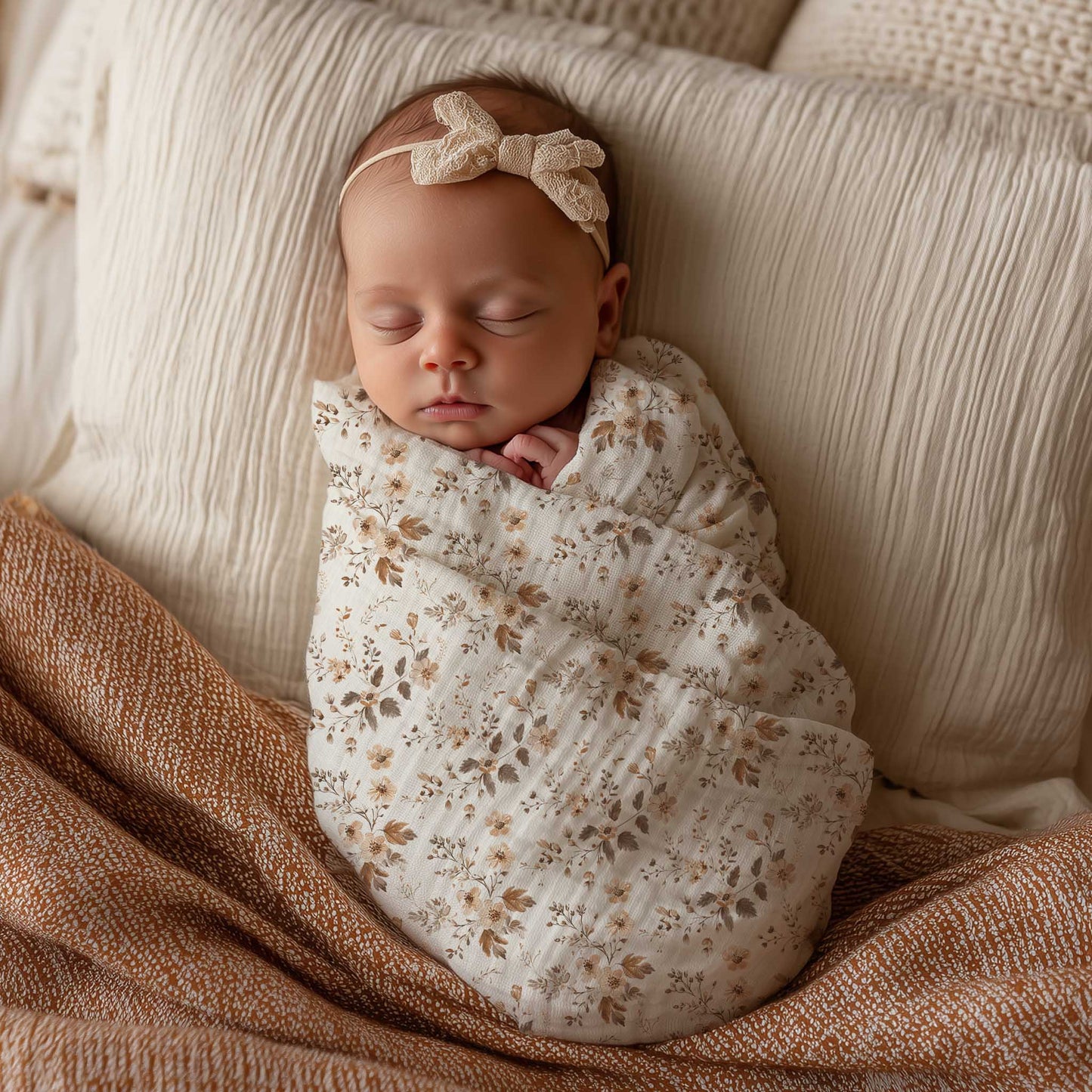 Couverture en mousseline de bambou | Fleurs Canelle