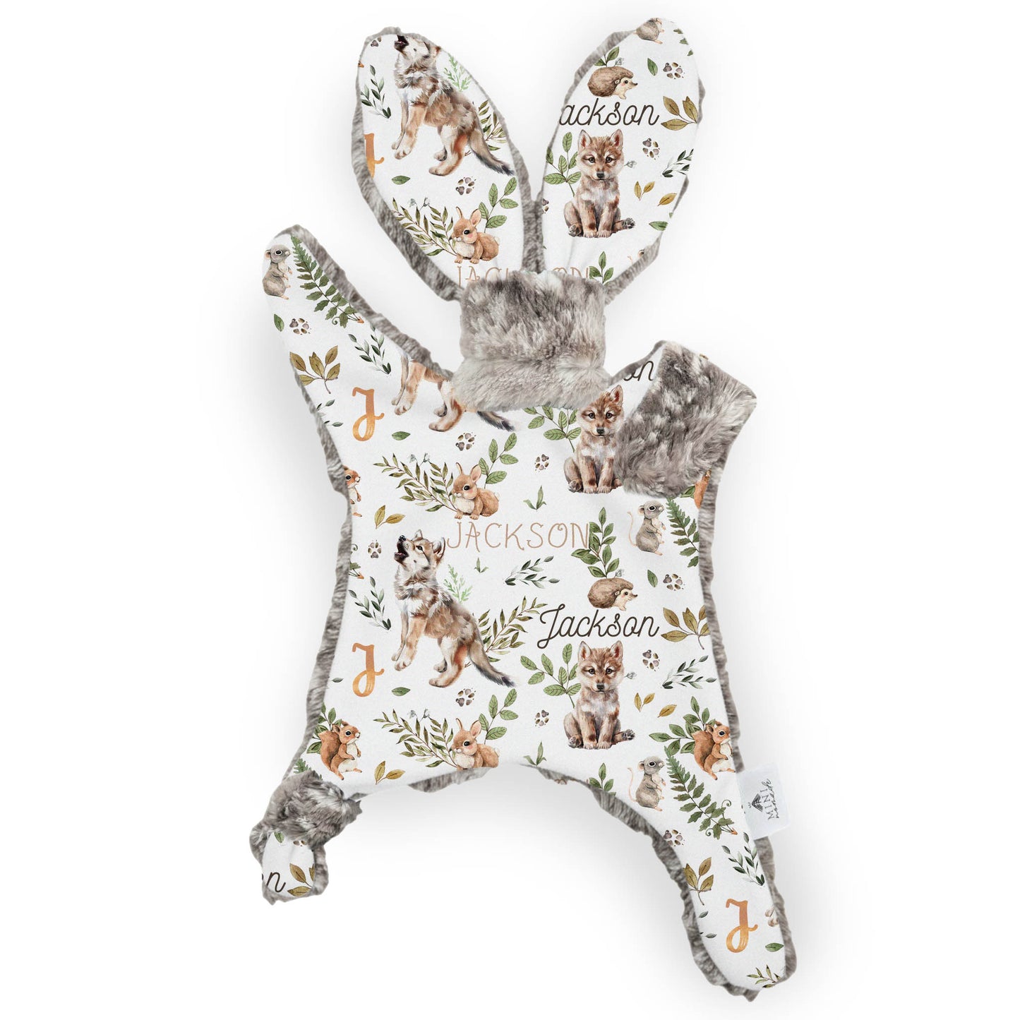 Lapinou personnalisé | Loup de la forêt enchantée prénom répétitif