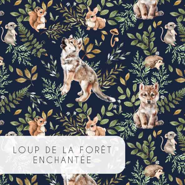 Couverture en mousseline de bambou | Loups de la forêt enchantée fond marine