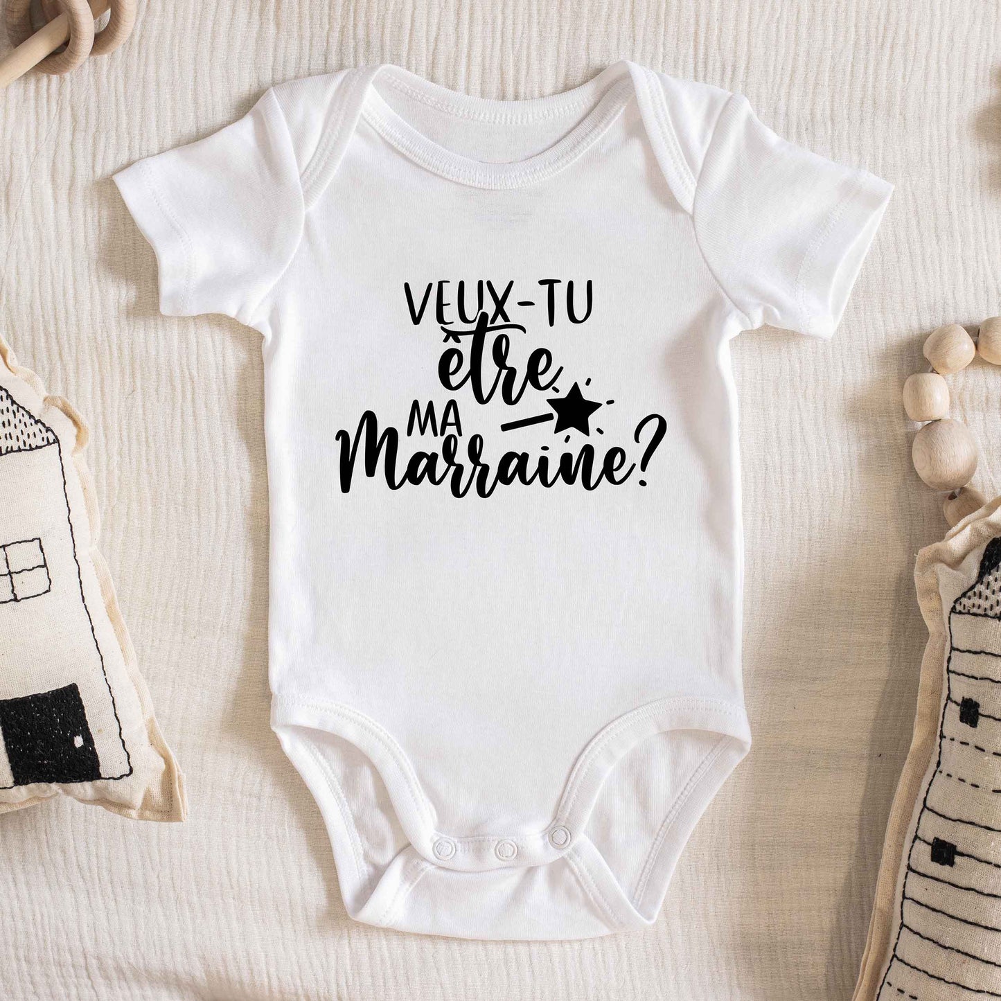 Cache-couche demande de marraine | Marraine avec baguette