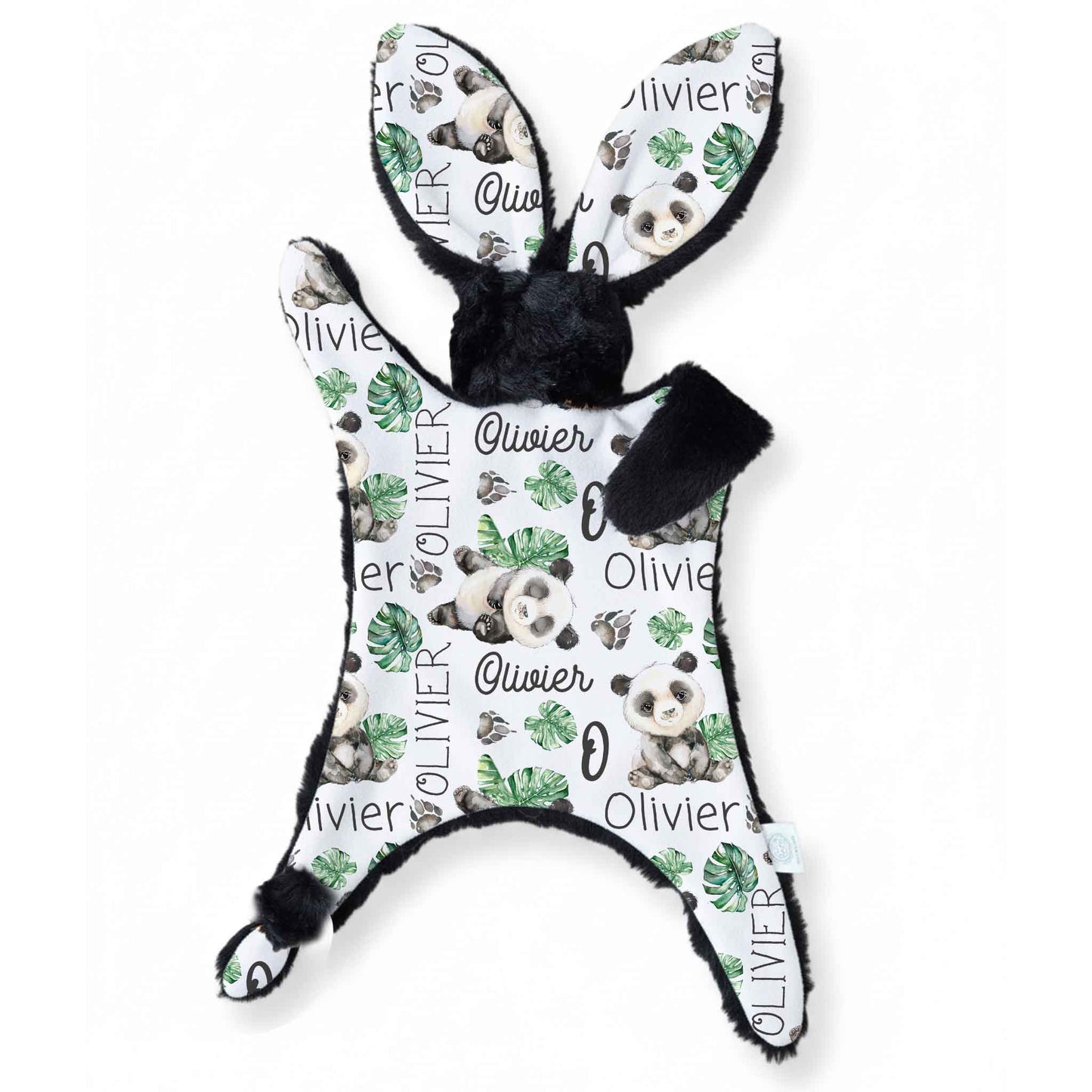 Lapinou personnalisé | Panda et feuillage prénom répétitif