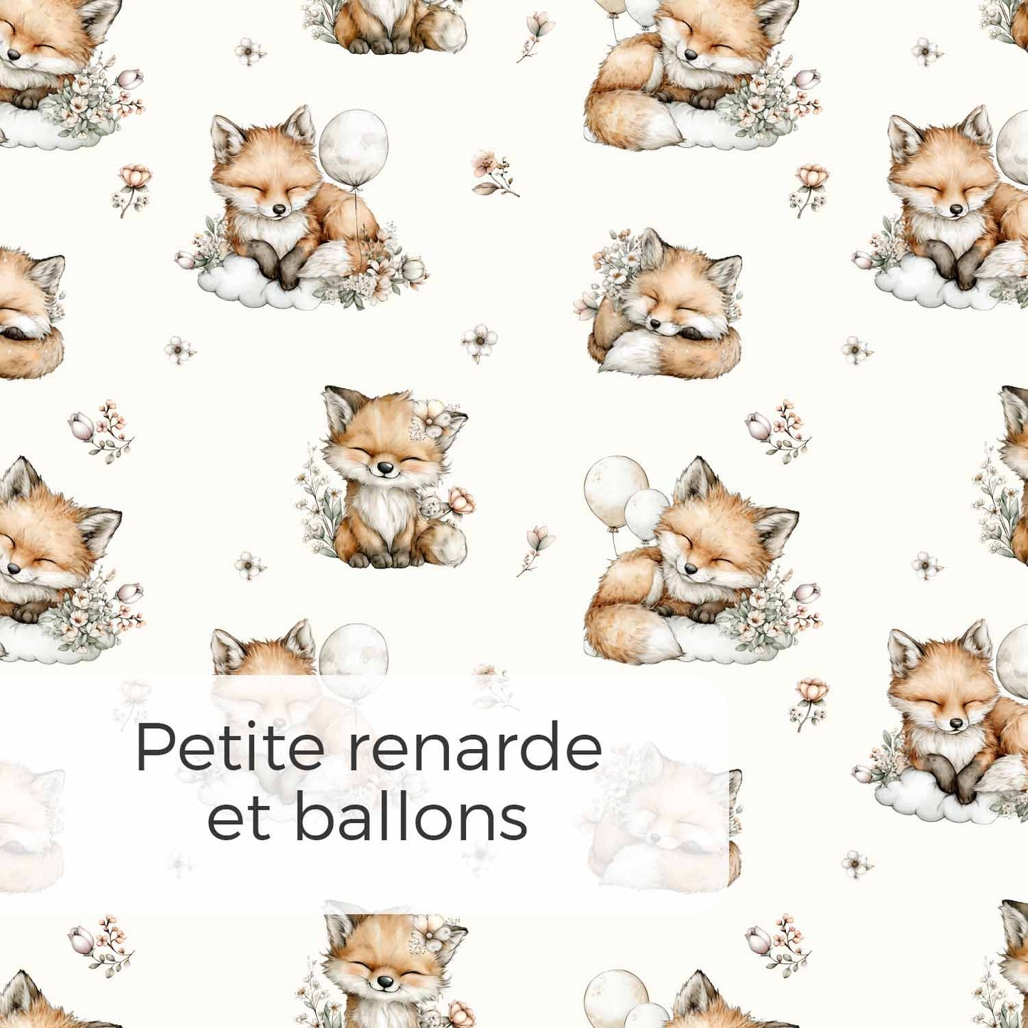 Doudou en minky | Petite renarde et ballons