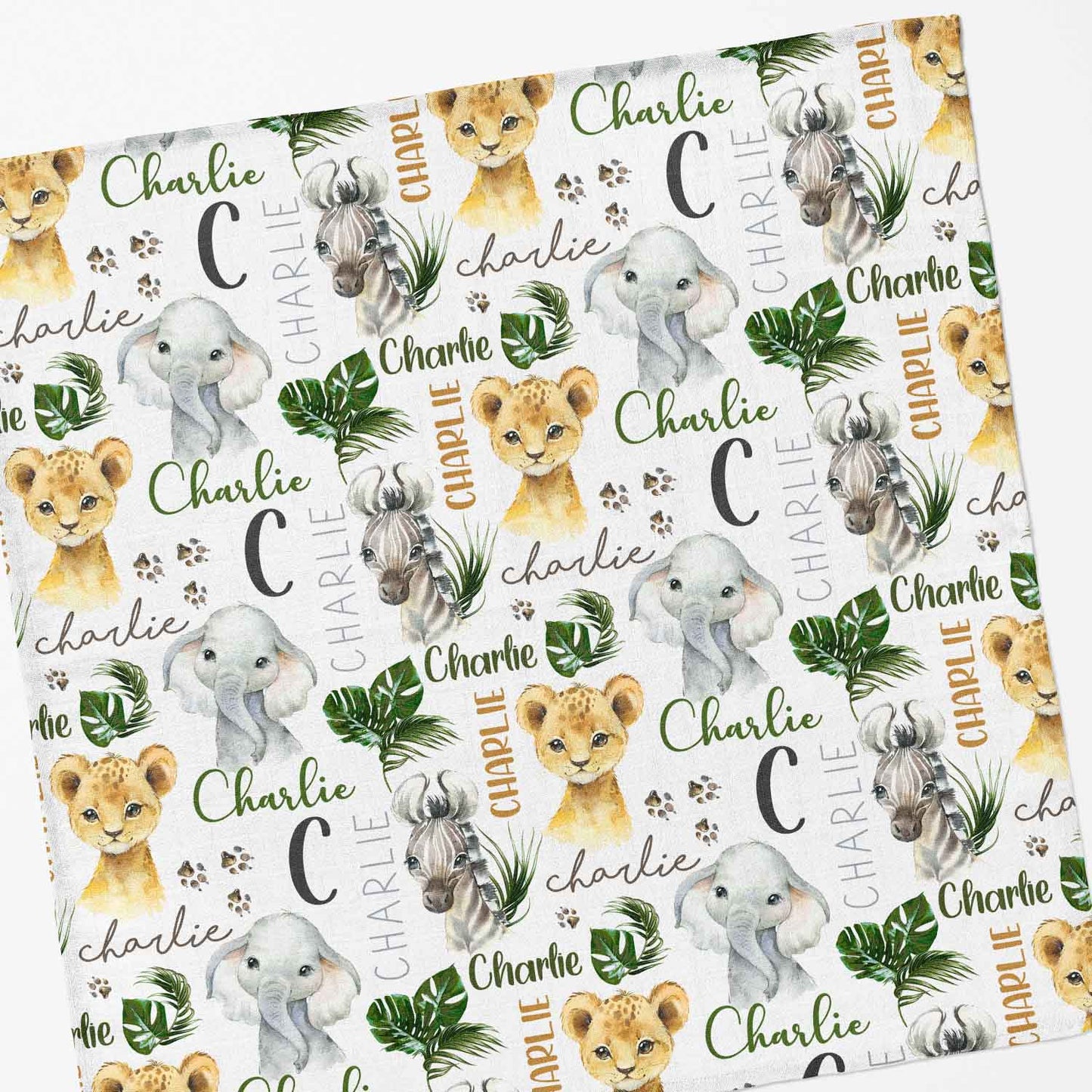 Couverture en mousseline de bambou | Petits Animaux d'Afrique prénom répétitif