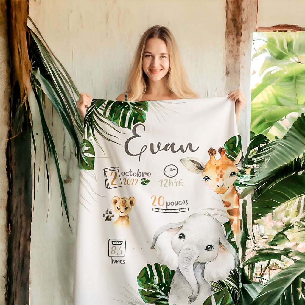 Couverture personnalisée | Animaux de la jungle Safari Jungle