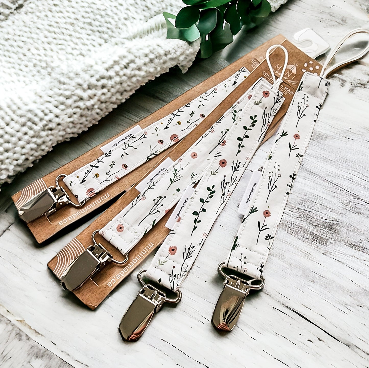 Attache-suce en tissu | Fleurs Sauvages vieux rose