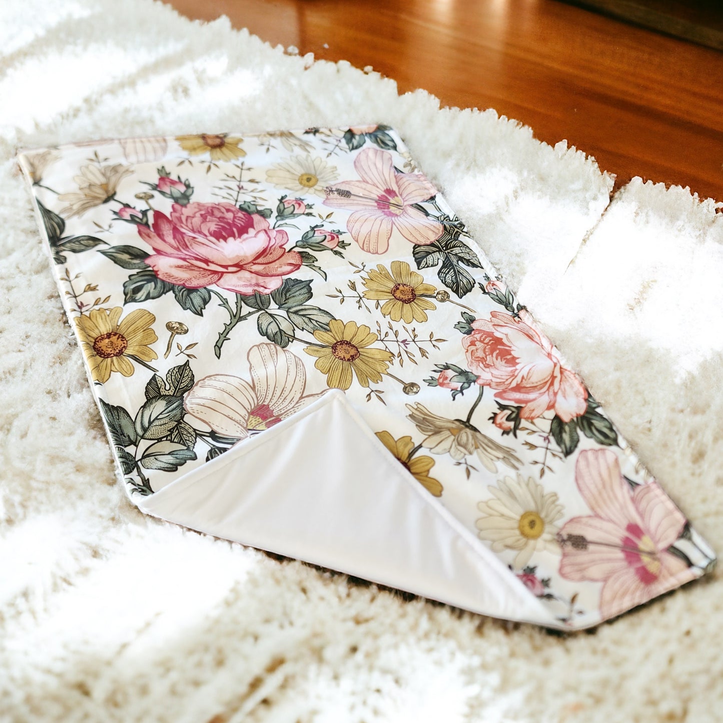 Tapis à langer portatif | Fleurs Rétro