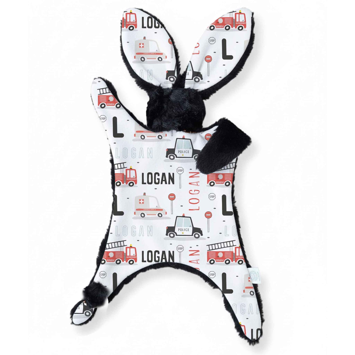 Lapinou personnalisé | Véhicules d'urgence prénom répétitif