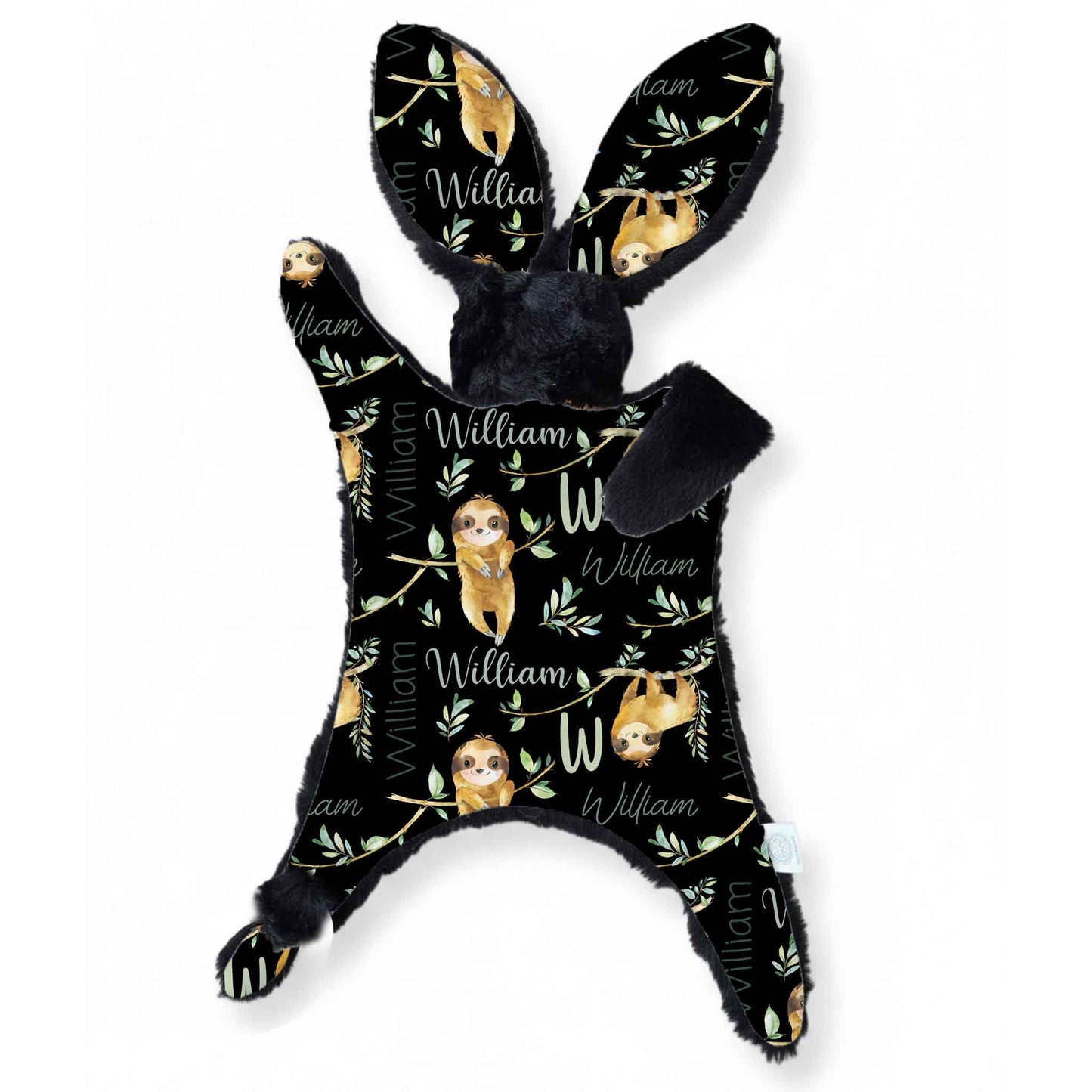 Lapinou personnalisé | Vignes paresseux fond noir prénom répétitif