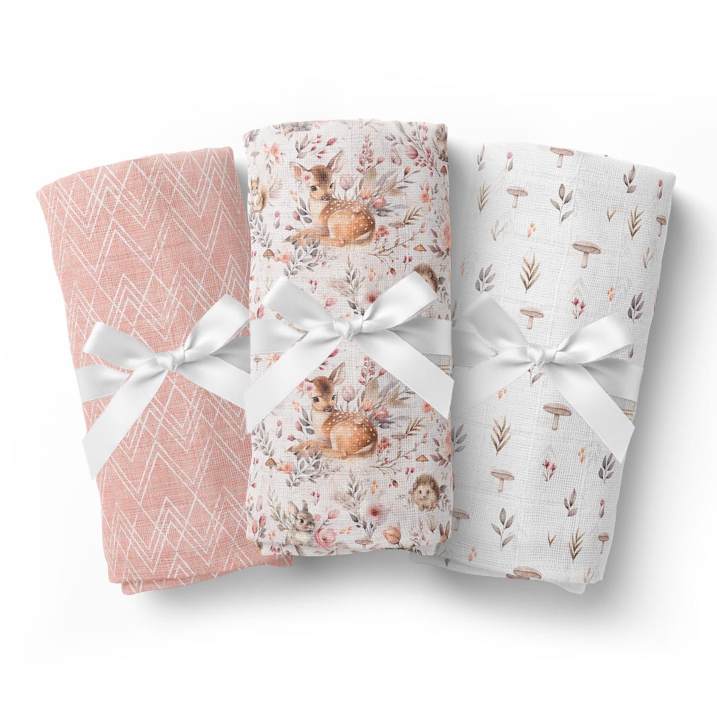 Ensemble de trois mousselines de bambou | Forêt Rosée