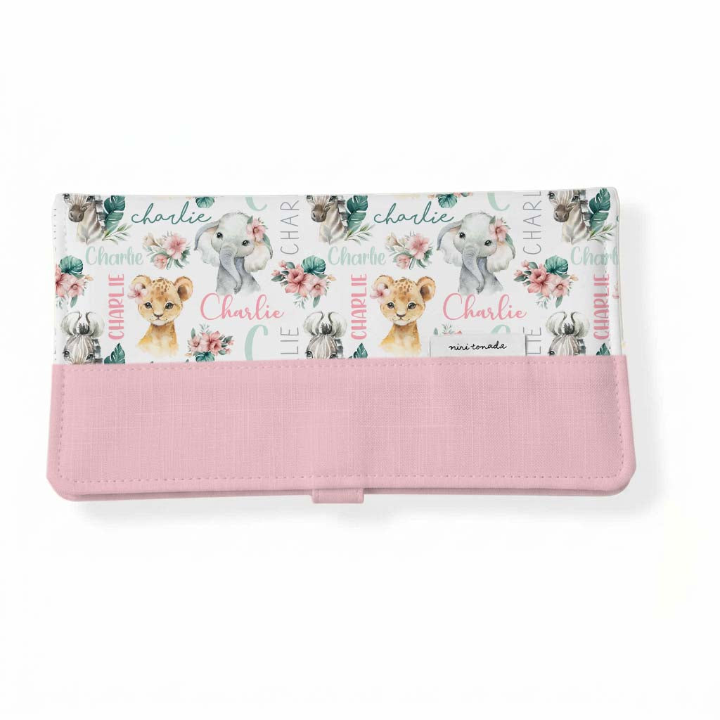 Protège-carnet de santé | Floral safari prénom répétitif