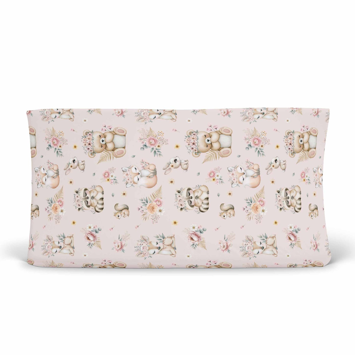 Housse pour matelas à langer | Douce Forêt fond rose