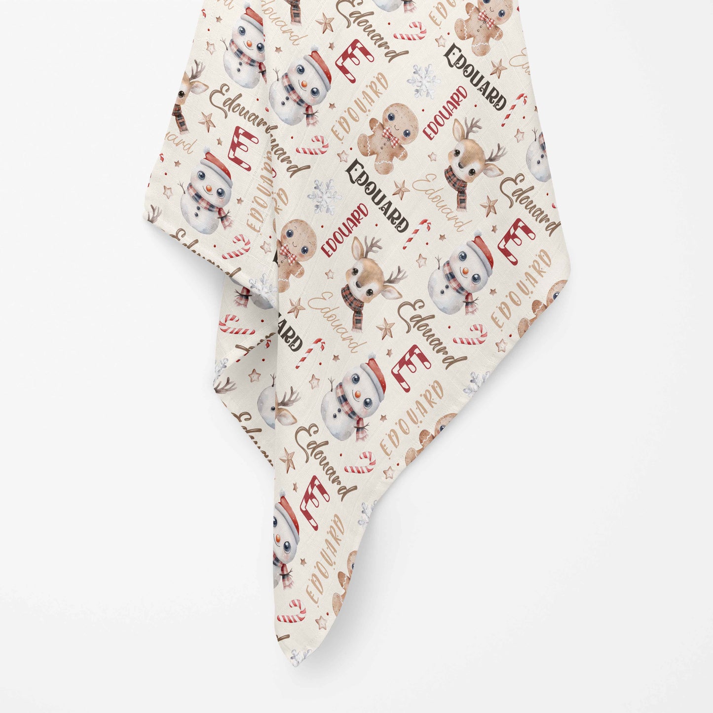 Couverture en mousseline de bambou | Premier Noël prénom répétitif