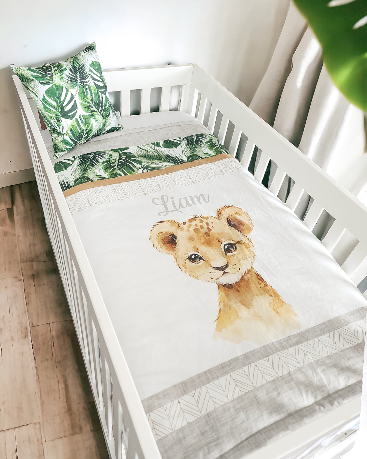 Couverture en minky personnalisée | Safari Jungle en bandes animal au choix