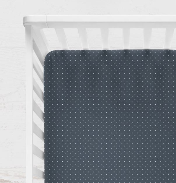 Drap contour pour bassinette | Marina Love | Pois blancs fond marine