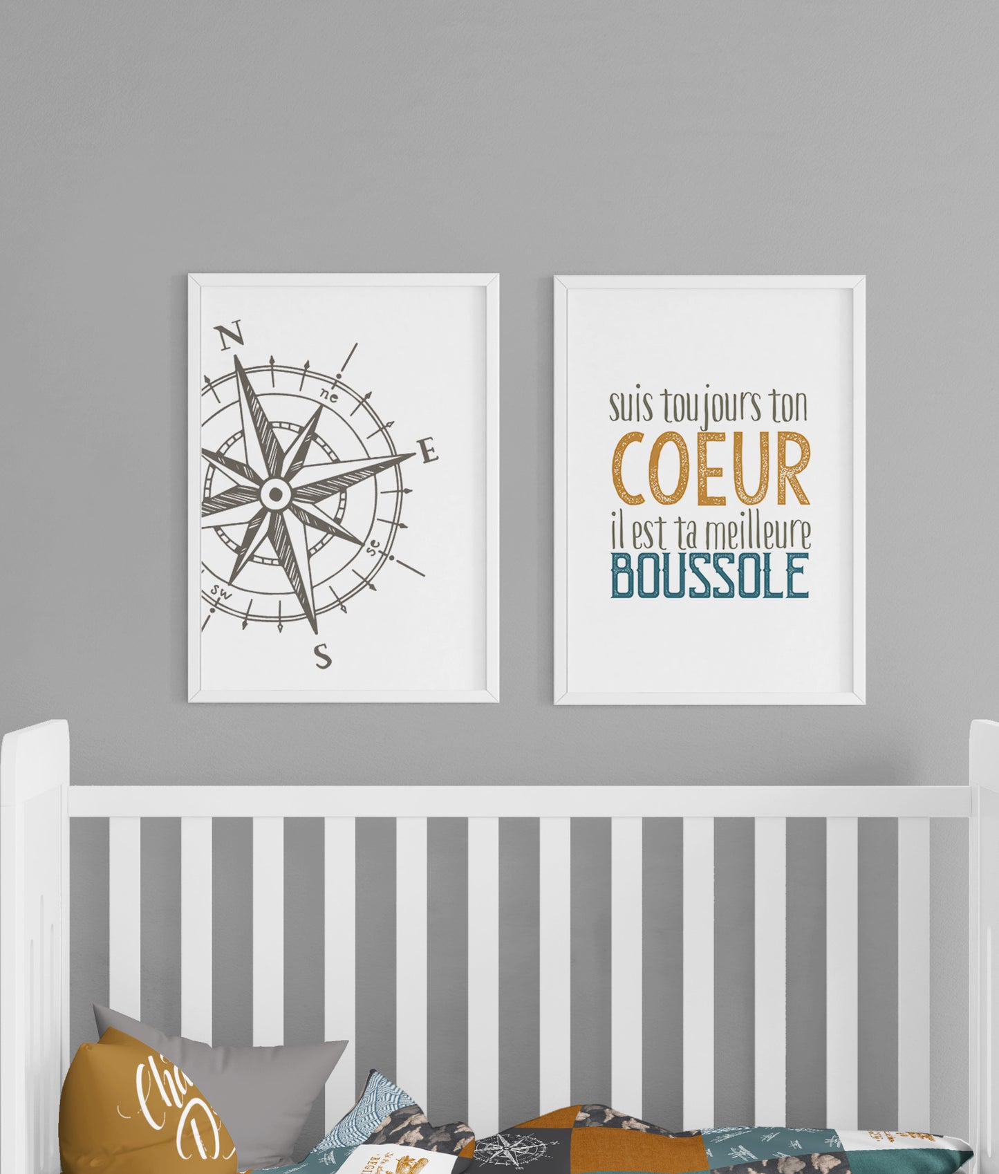 Affiche aviateur boussole aventure bébé