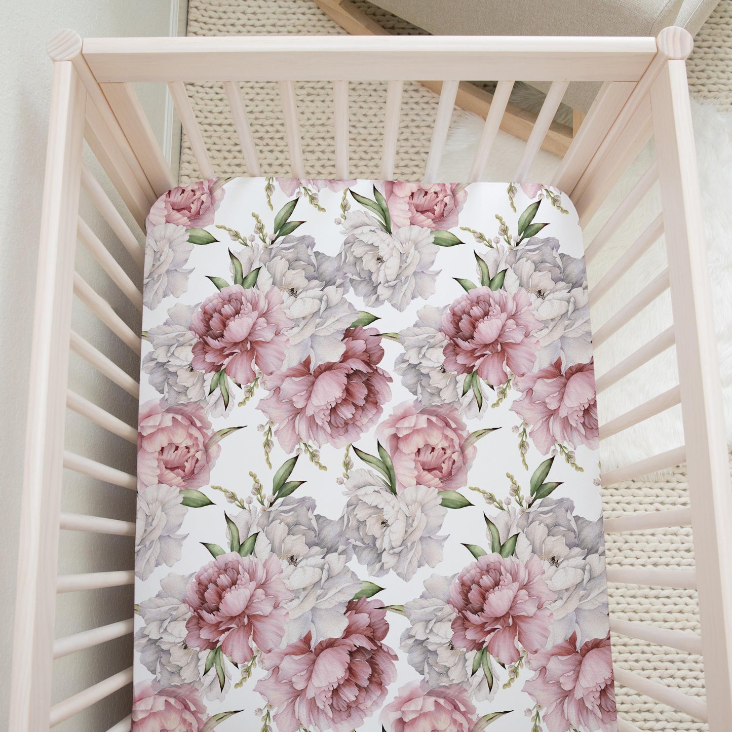Drap contour pour bassinette | Bouquet de Pivoines