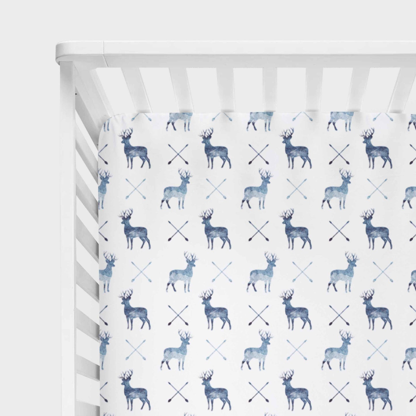 Drap contour pour bassinette | Chevreuils Aquarelle Marine