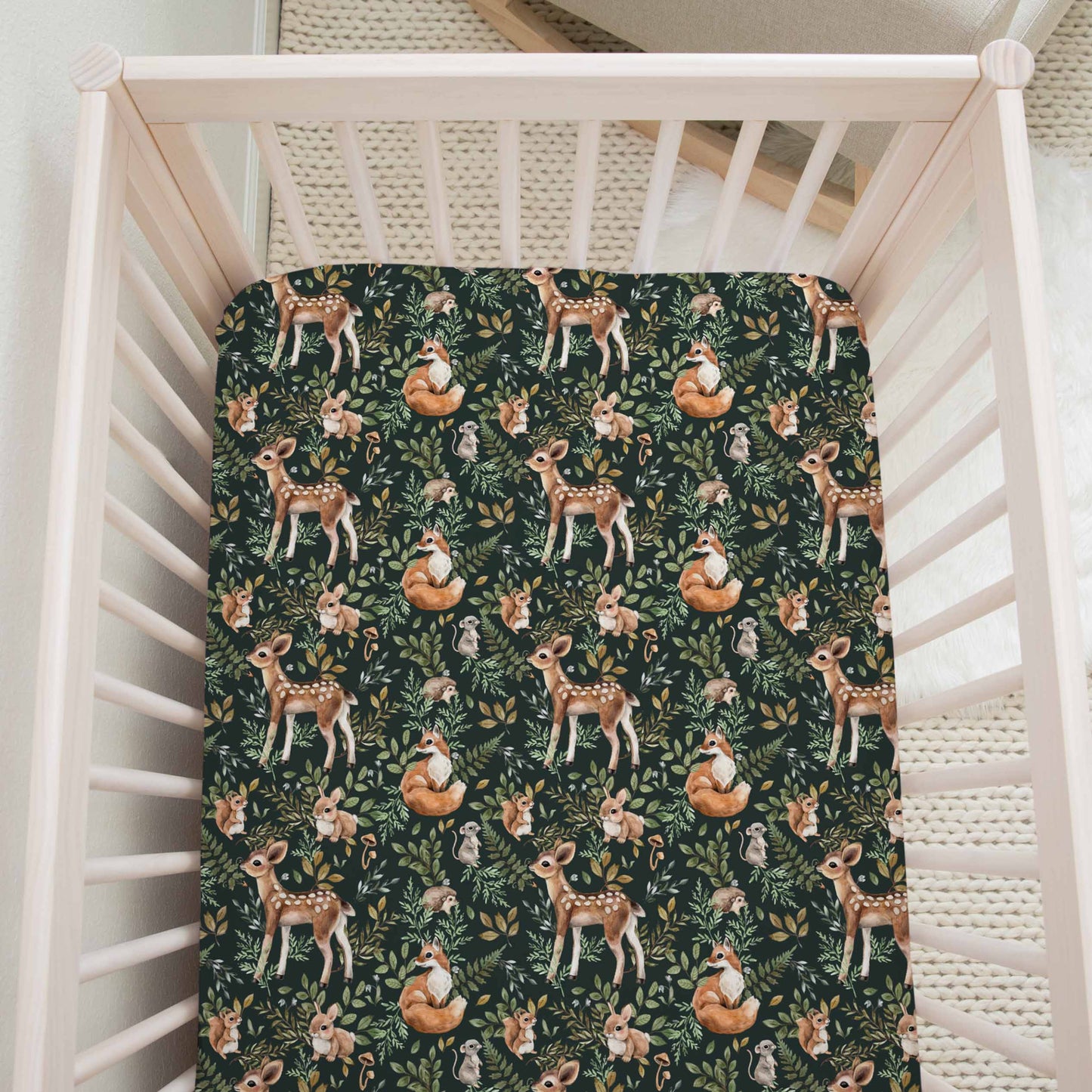 Drap contour pour bassinette | Forêt Enchantée