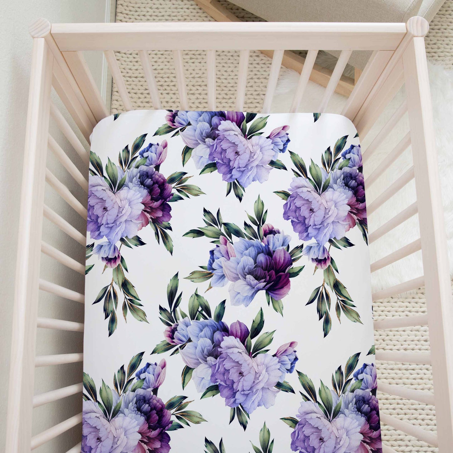 Drap contour pour bassinette | Pétales Mauves