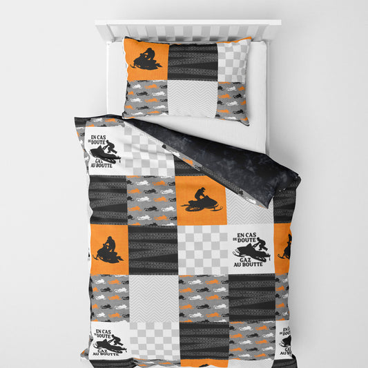 Couverture de lit simple | Patchwork Motoneige Orange