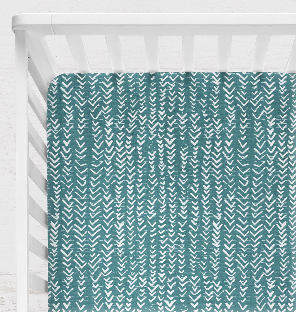 Drap contour pour bassinette | V turquoise foncé