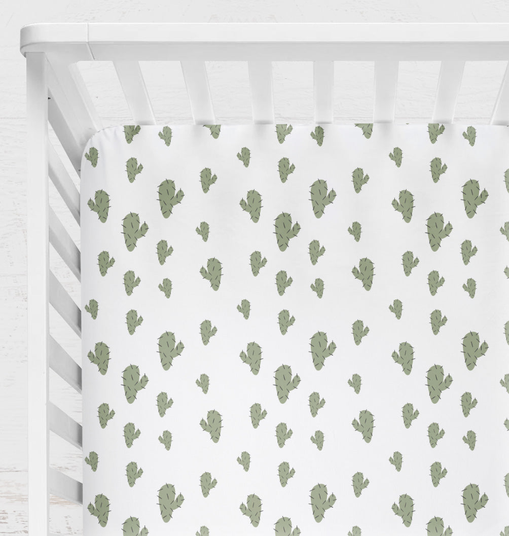 Drap contour pour bassinette | Dinosaures au désert | Cactus