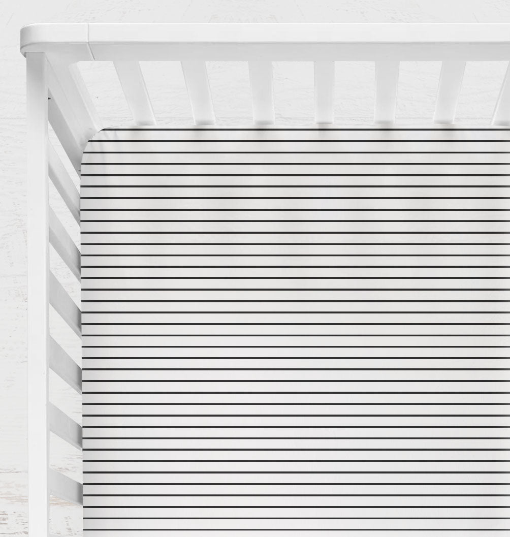 Drap contour pour bassinette | Ligné noir fond crème