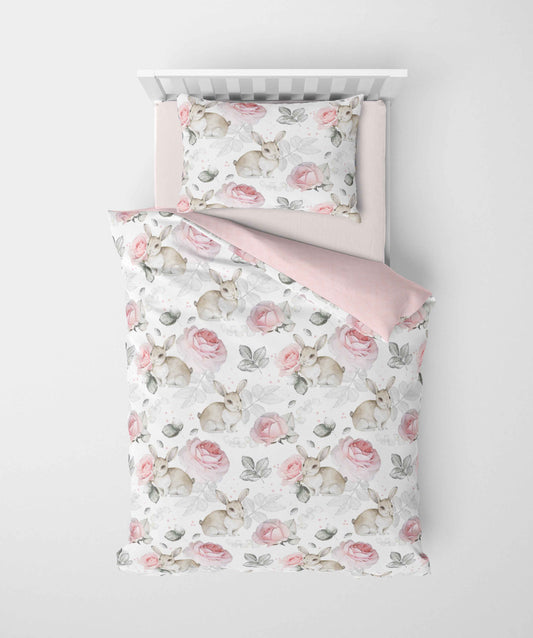 Couverture de lit simple | Roses et lapins