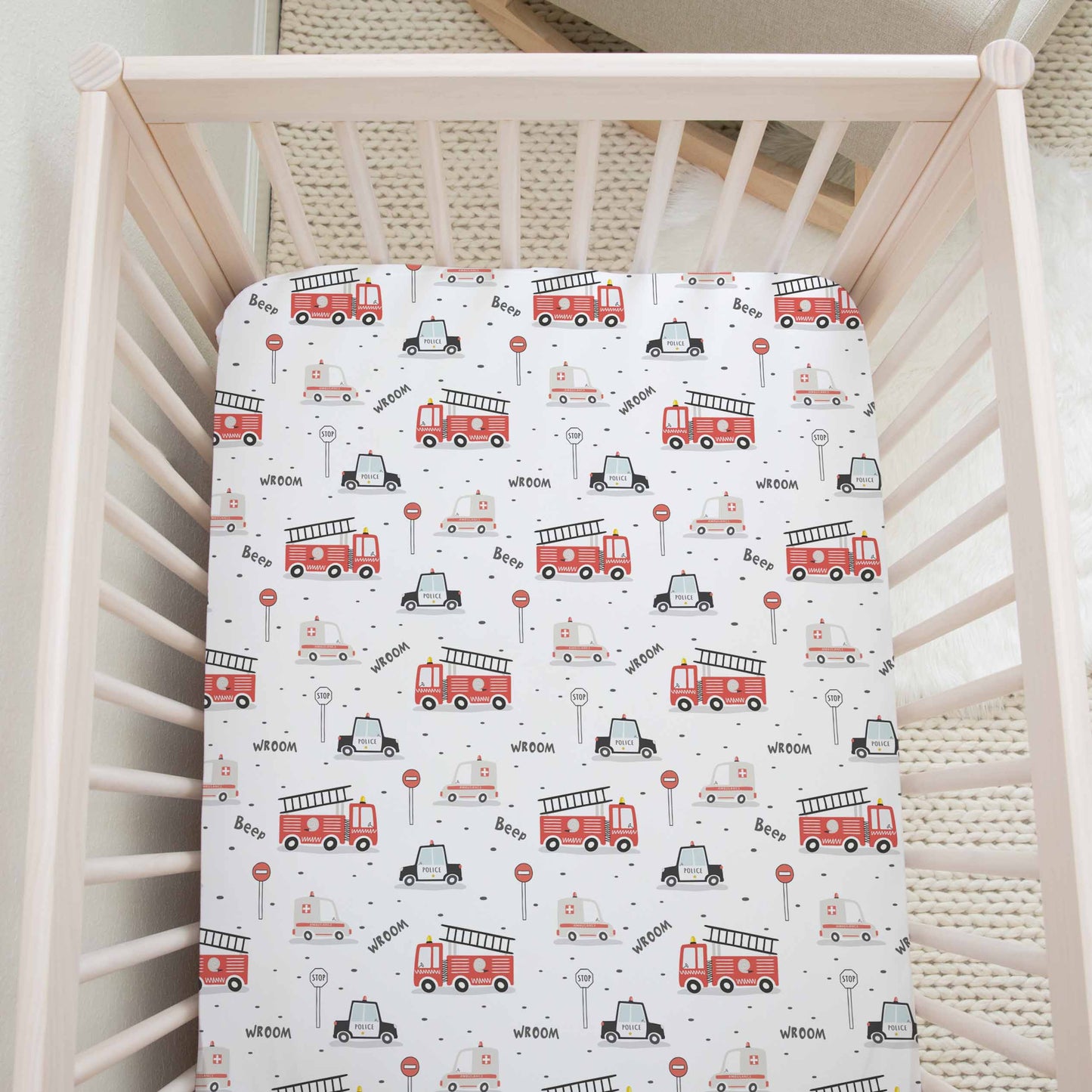 Drap contour pour bassinette | Véhicules d'urgence