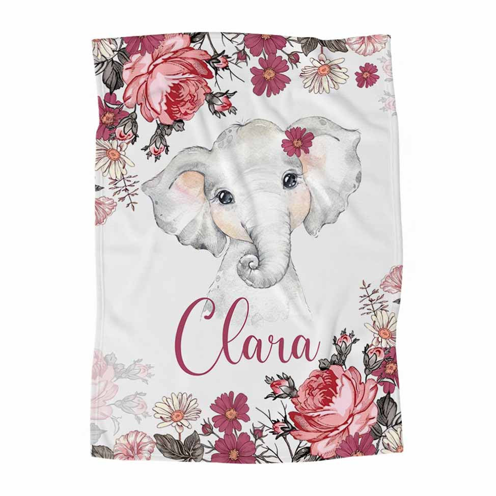 Couverture en minky personnalisée | Fleurs Rétro rouille avec animal