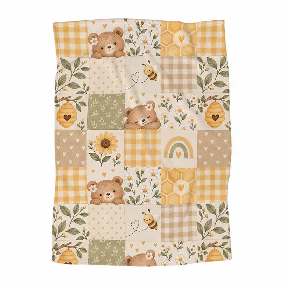 Couverture en minky | Miel et soleil patchwork