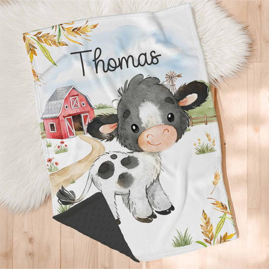 Couverture en minky personnalisée | Ballade à la ferme animal au choix