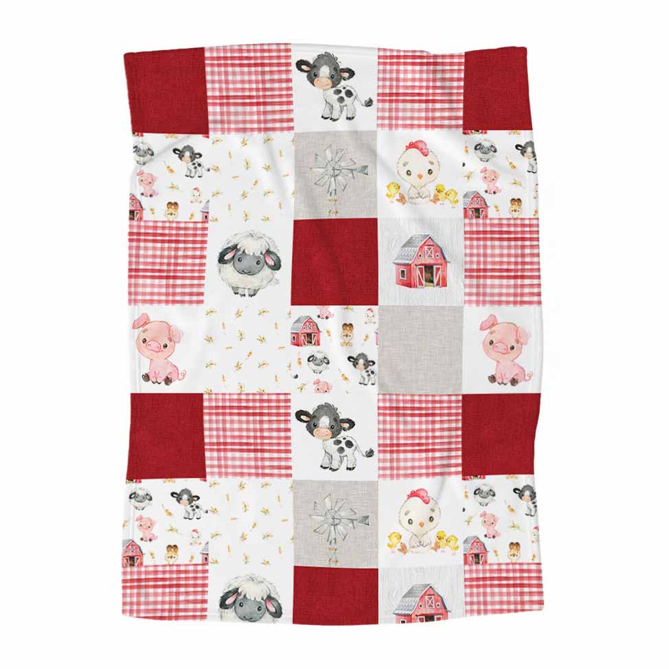 Couverture en minky | Ballade à la ferme patchwork