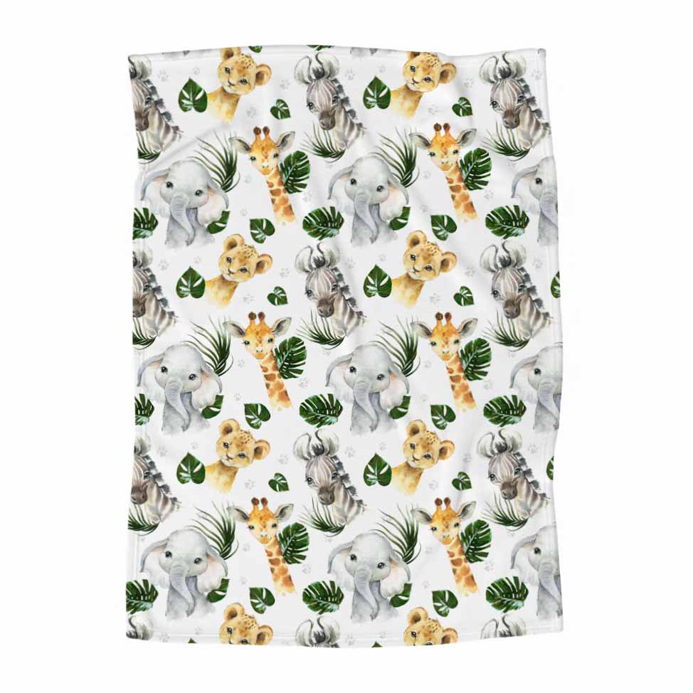 Couverture en minky | Safari Jungle Petits Animaux d'Afrique