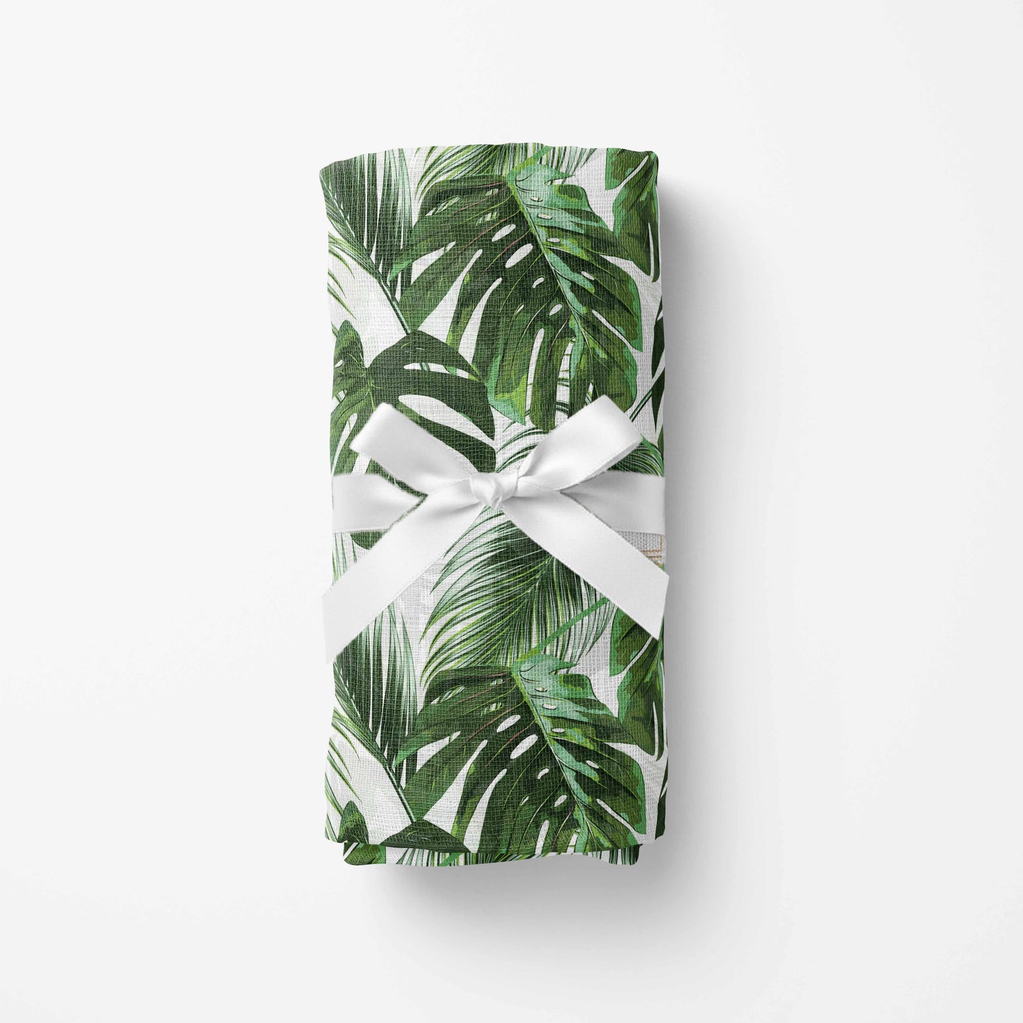 Couverture en mousseline de bambou | Feuillage Safari Jungle uni