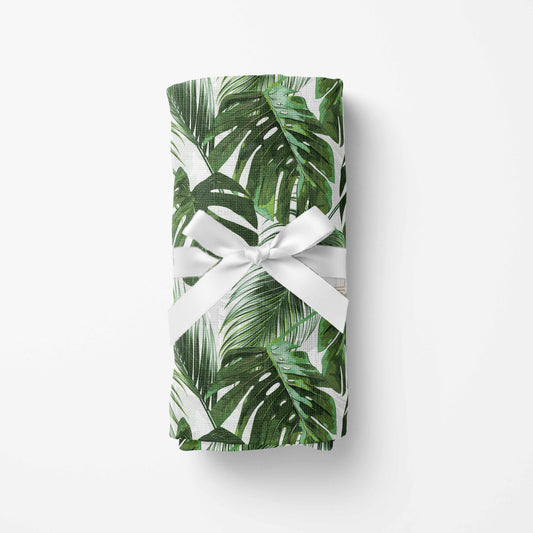 Couverture en mousseline de bambou | Feuillage Safari Jungle uni