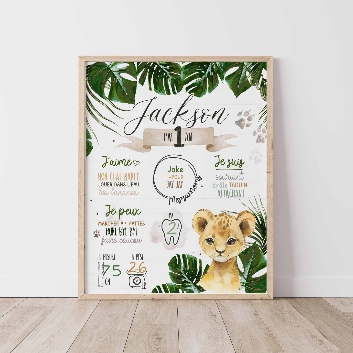 Affiche d'anniversaire | Animal au choix | Safari Jungle