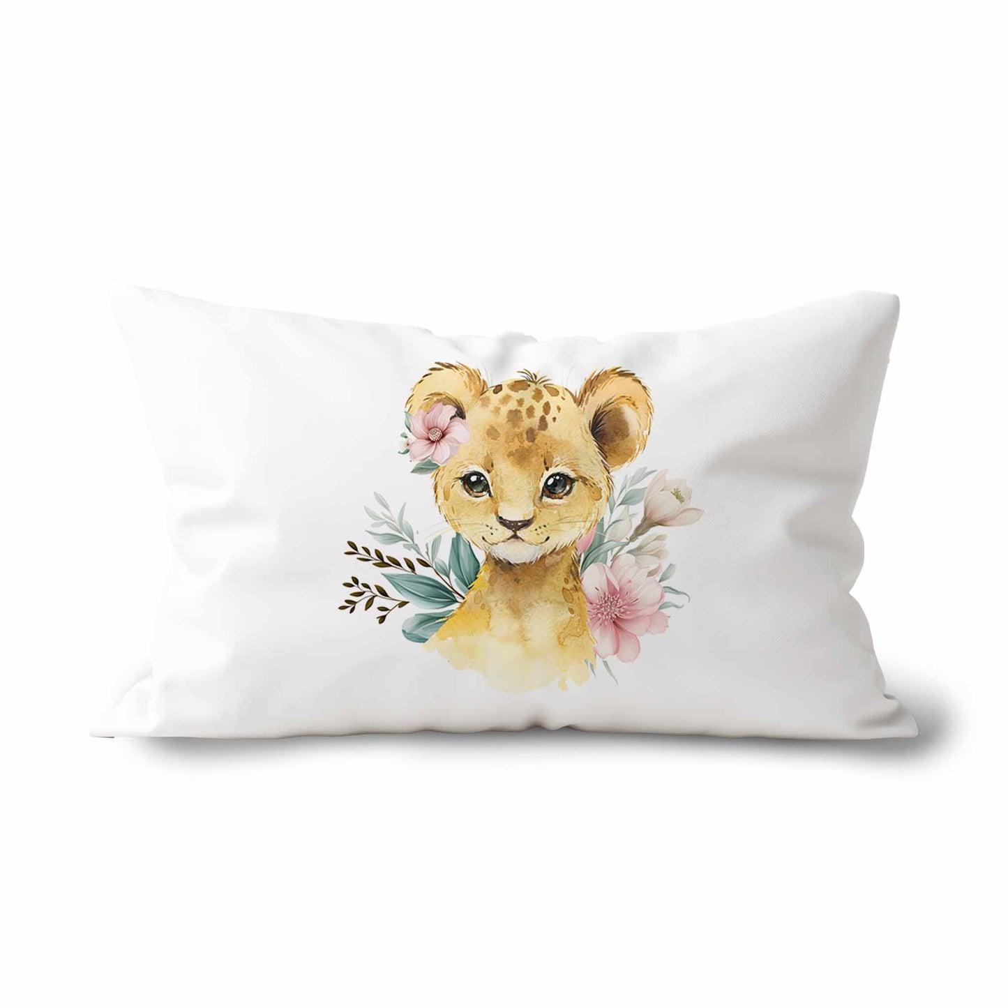 Couvre-oreiller standard | Lion floral safari panneau