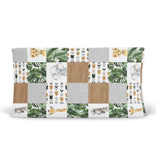 Housse pour matelas à langer | Safari Jungle Animaux de la Jungle patchwork