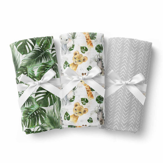 Ensemble de trois mousselines de bambou | Safari Jungle