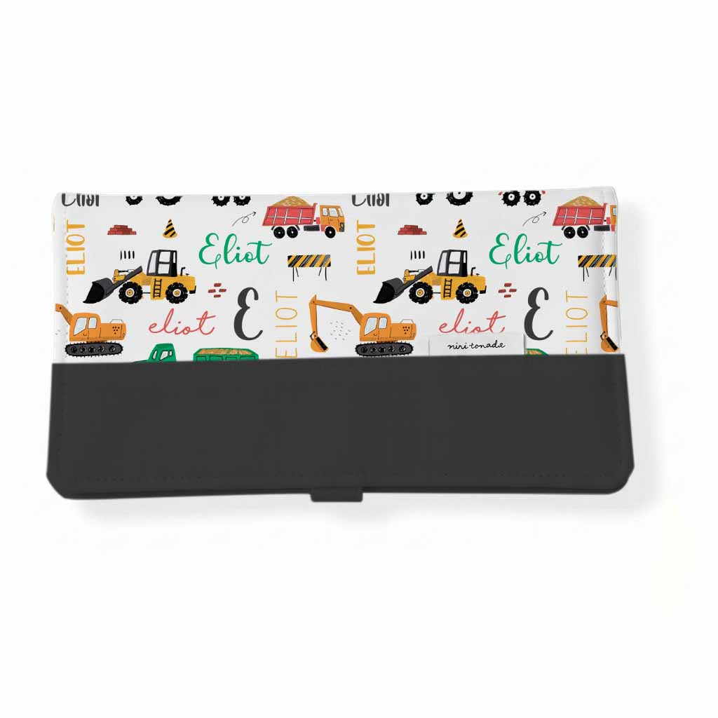 Protège-carnet de santé | Machinerie et tracteur vert prénom répétitif